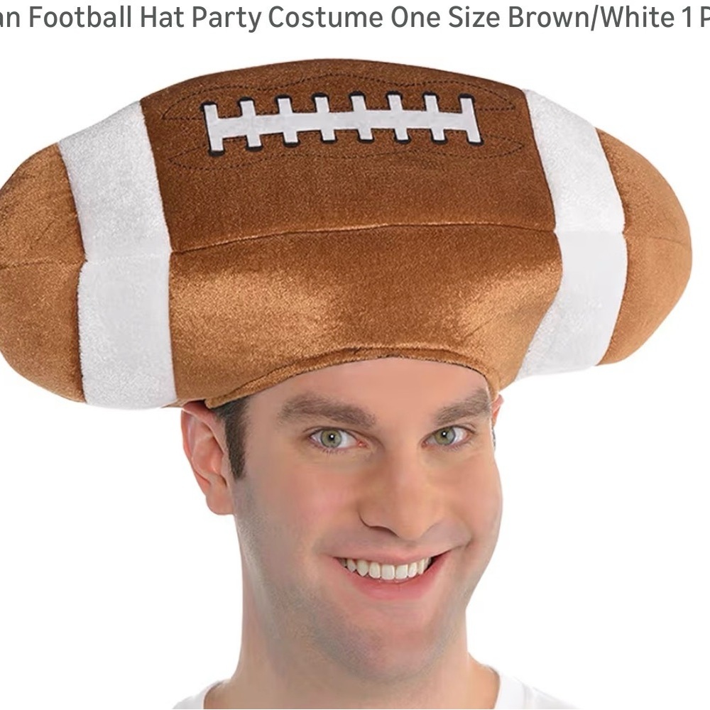 Football Fanatic Party Hat - Brown and White